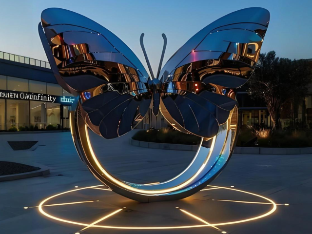 镜像生灵抽象镜面不锈钢蝴蝶的定制艺术